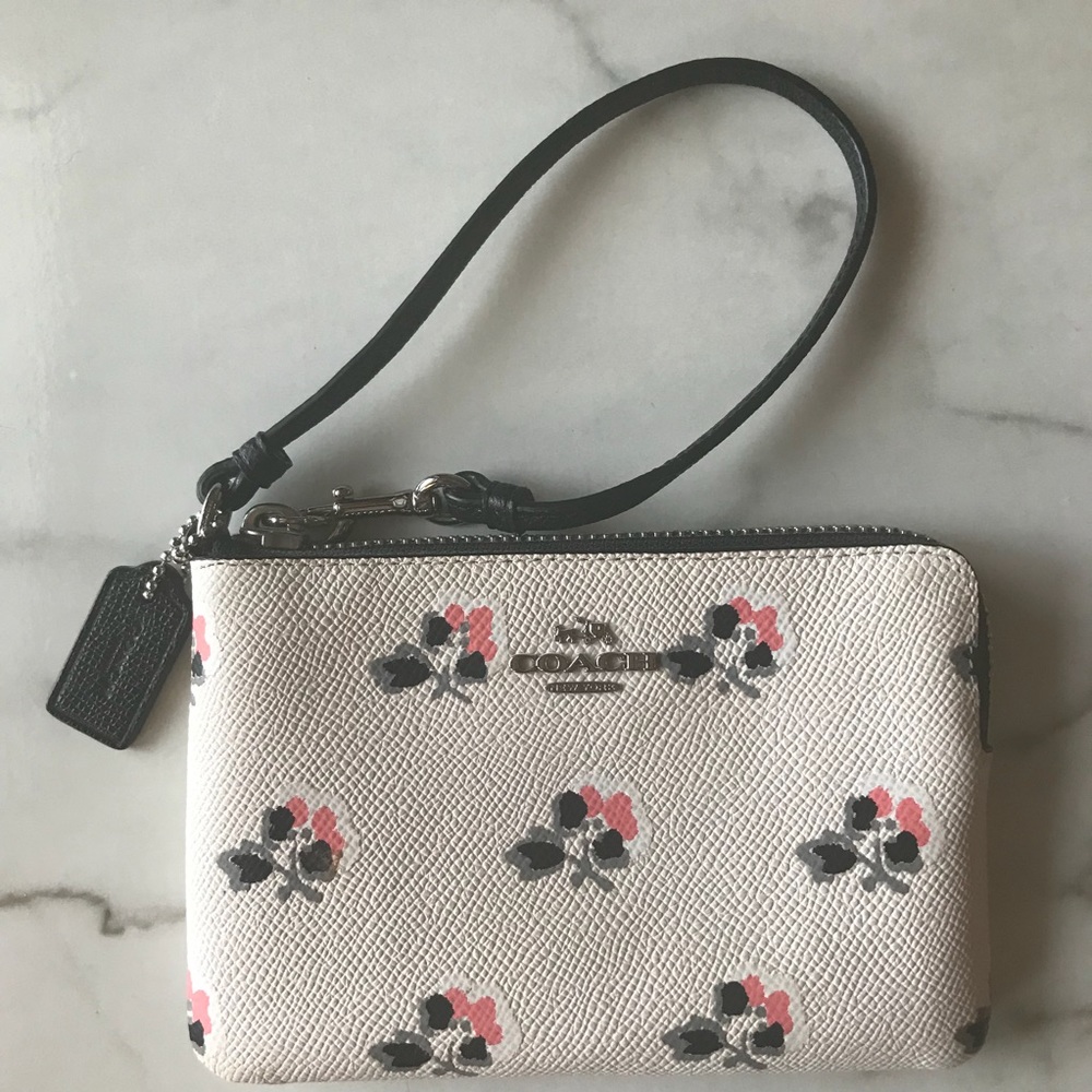 Coach wristlet accessories | pink black floral